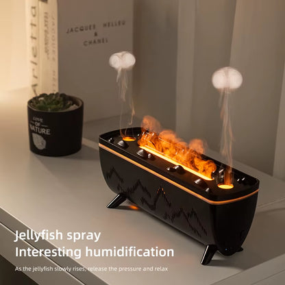 Transform Your Space with the Dual Nozzles Jellyfish Aroma Diffuser - Electric Air Humidifier with Flame Light and Essential Oil Aromatherapy