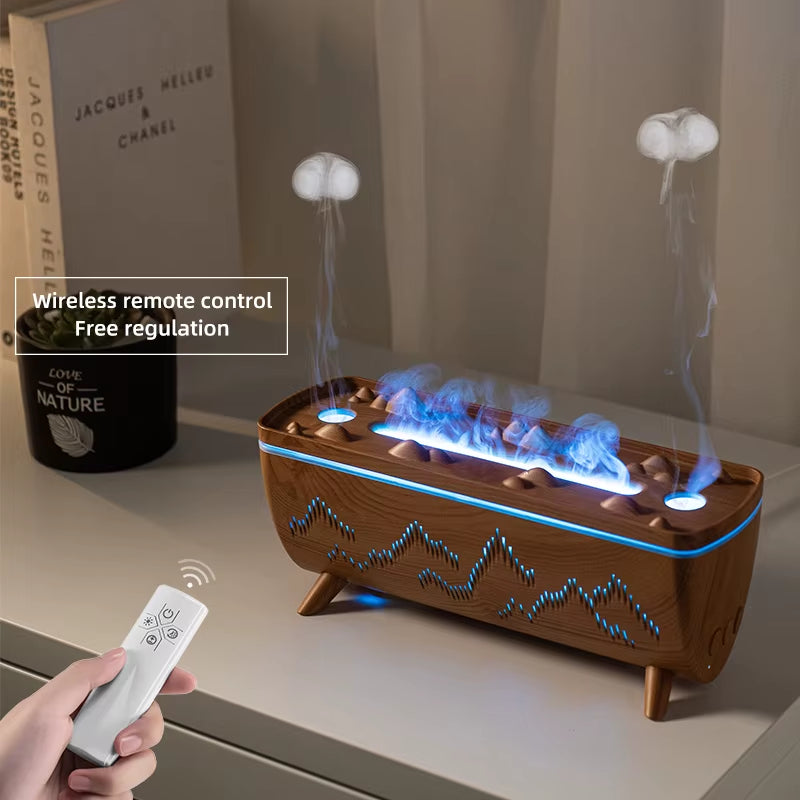 Transform Your Space with the Dual Nozzles Jellyfish Aroma Diffuser - Electric Air Humidifier with Flame Light and Essential Oil Aromatherapy