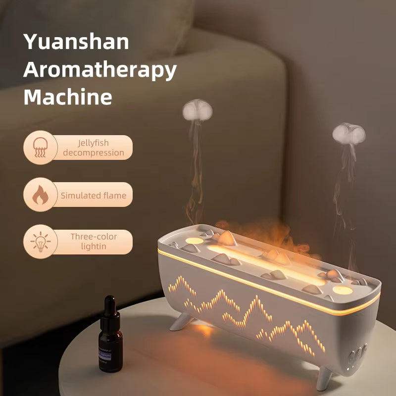 Transform Your Space with the Dual Nozzles Jellyfish Aroma Diffuser - Electric Air Humidifier with Flame Light and Essential Oil Aromatherapy